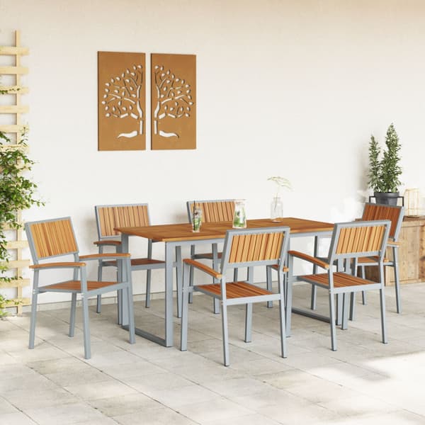 Trädgårdsmöbelset 7 pcs Grå Massivt Akaciaträ