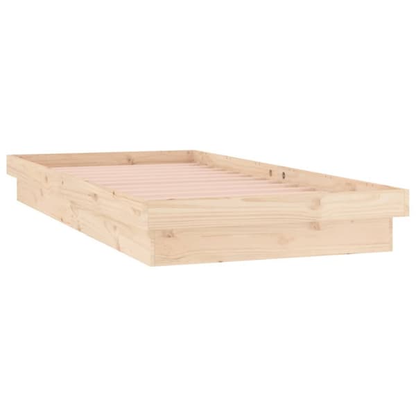 Sängram LED 90x200 cm massivt trä