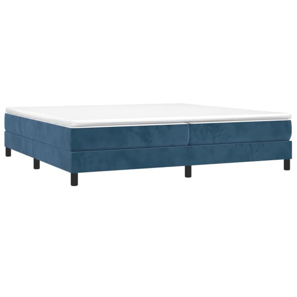 Boxspring-sängram mörkblå 200x200 cm sammet