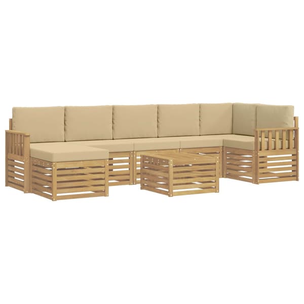 Utomhussoffset 7 pcs Vit och beige 59 x 59 x 37 cm Polyester
