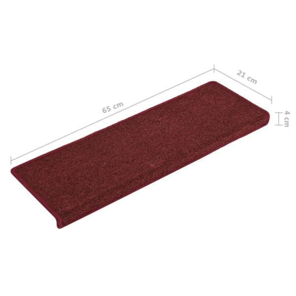 Trappmattor 15 st 65x21x4 cm bordeaux rektangulär kant