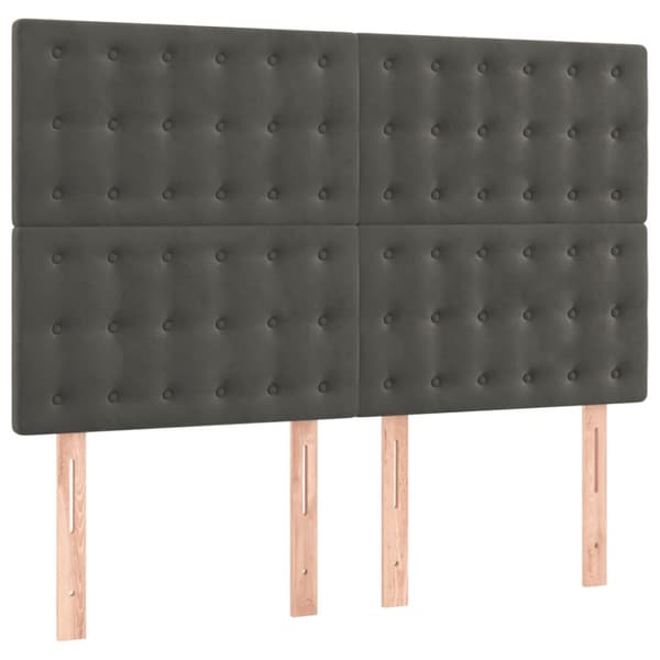 Ramsäng med madrass mörkgrå 140x190 cm sammet