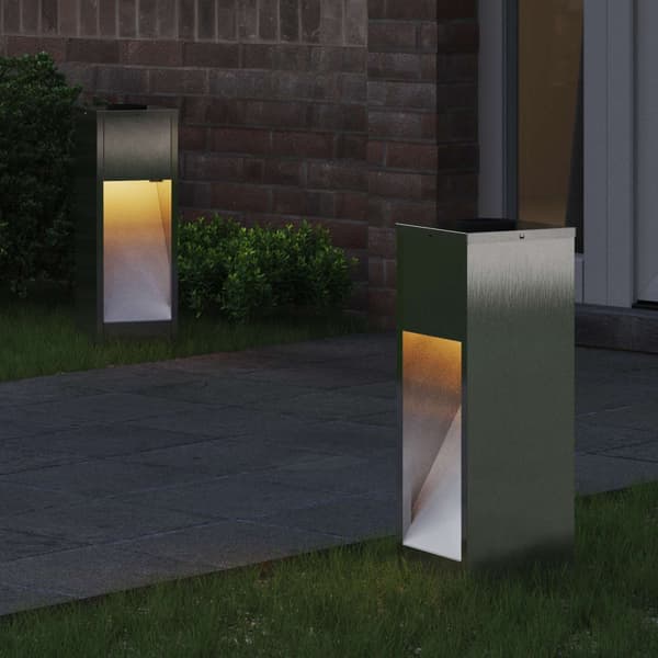 Solcell LED-vägbelysning 2 pcs Silver Rostfritt stål