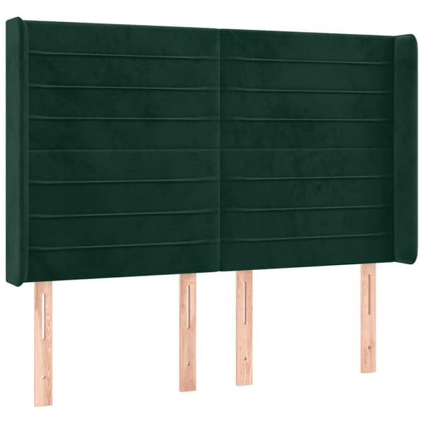 Sänggavel LED grön 147x16x118/128 cm sammet