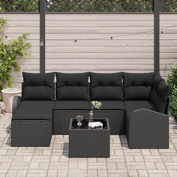 Trädgårdsoffset 7 pcs Svart konstrotting