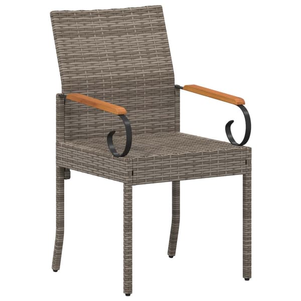 Trädgårdsstolar 4 pcs Grå och mörkgrå Poly Rattan och Akacia