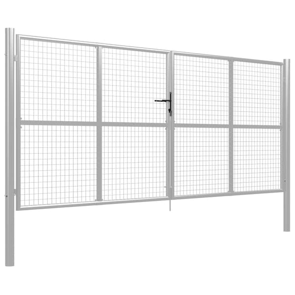Trädgårdsgrind galvaniserat stål 400x150 cm silver