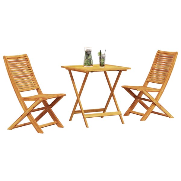 Fällbart bistroset 3 pcs Brun Massivt Akaciaträ