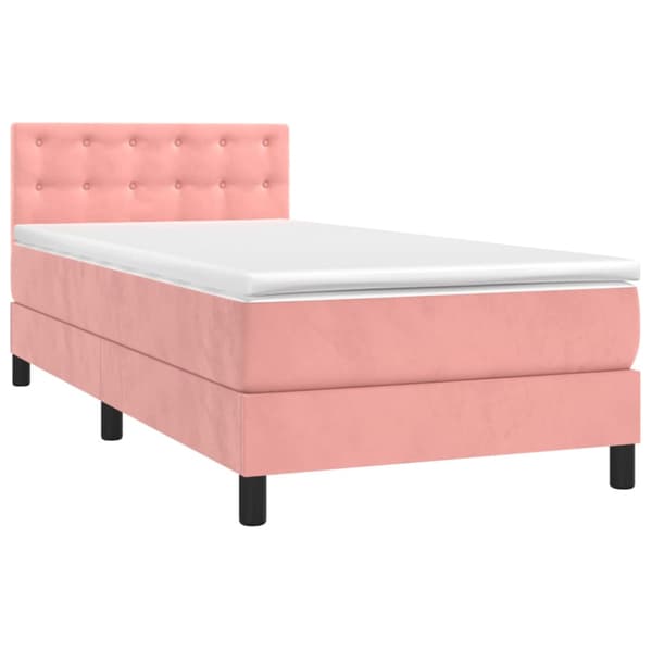 Ramsäng med madrass rosa 90x200 cm sammet
