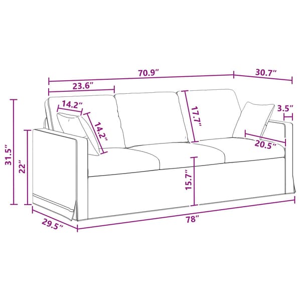Soffa Mörkgrå 198 x 78 x 80 cm Sammet