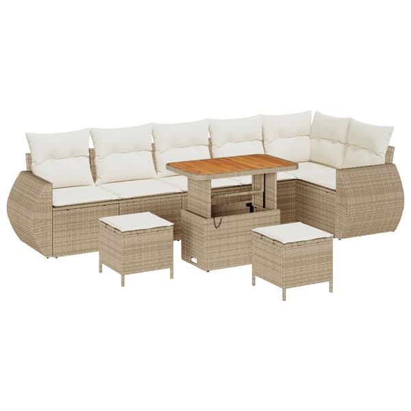 Trädgårdsoffset 9 pcs Beige konstrotting