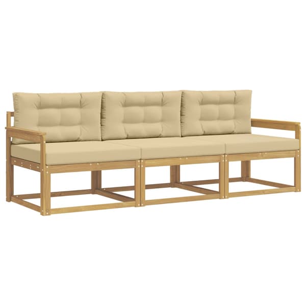 Utomhussoffset med kudde 3 pcs Vit och Beige Polyester