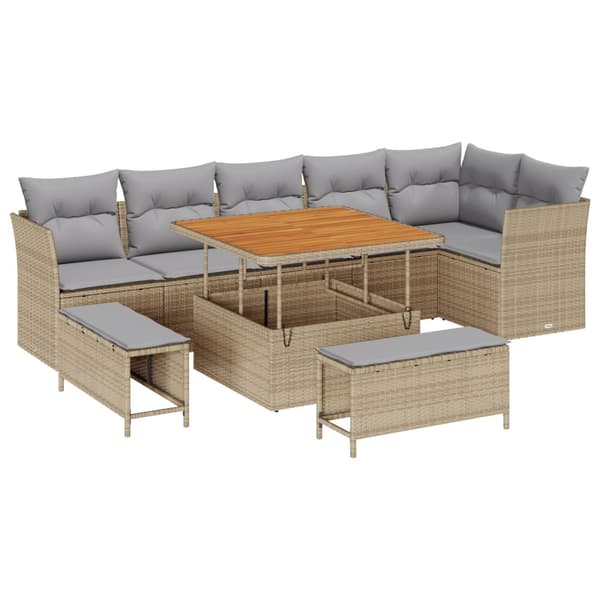 Trädgårdsoffset 9 pcs Beige konstrotting