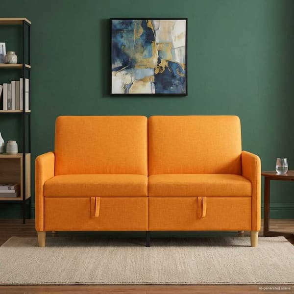 Soffa med förvaring Mörkgul 152 x 78 x 87 cm Polyester