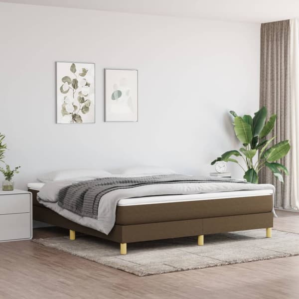 Boxspring-sängram mörkbrun 160x200 cm tyg
