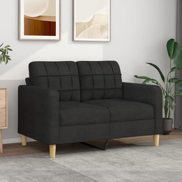 2-sitssoffa ljusgrå Svart 120 cm tyg