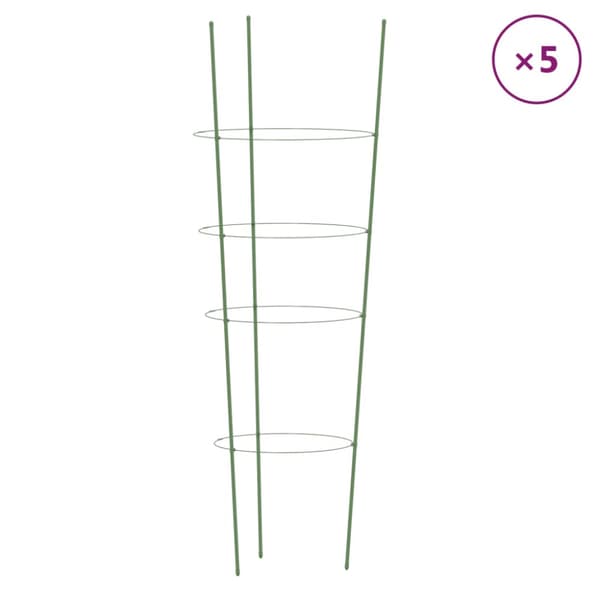 Växtstöd med 4 ringar 5 st grön 90 cm stål