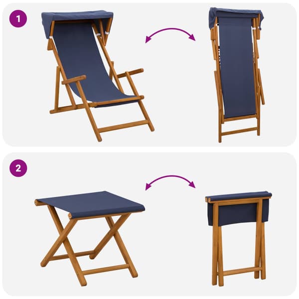 Deck Chair 4 st 3 Position Massiv Eukalyptus Trä Blå