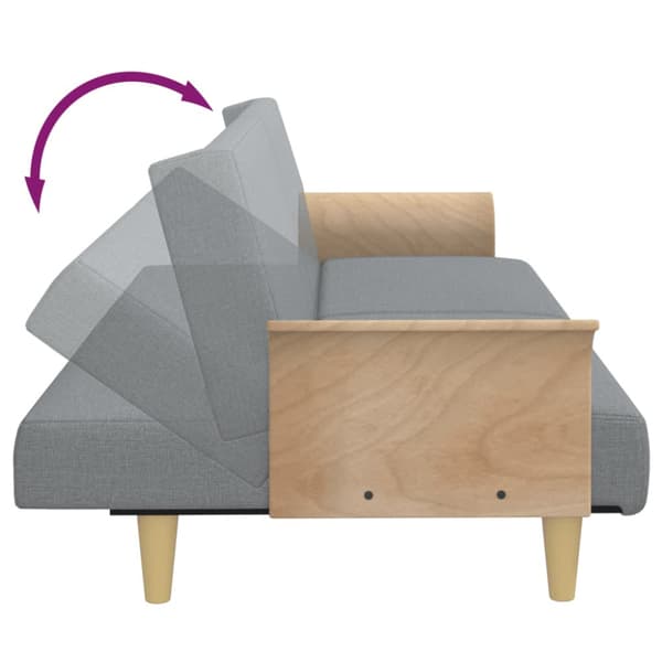 Bäddsoffa med armstöd ljusgrå tyg