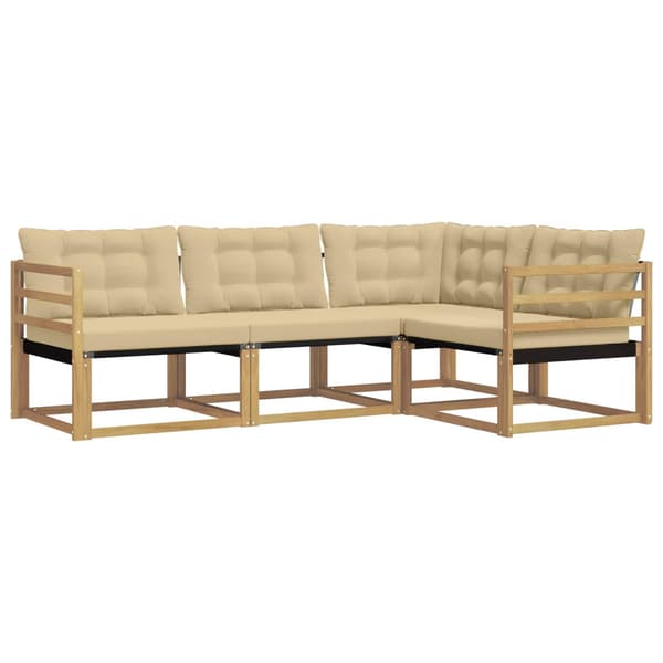 Utomhussoffset med kudde 4 pcs Vit och Beige