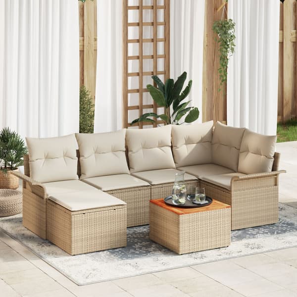 Trädgårdsoffset 7 st Beige konstrotting