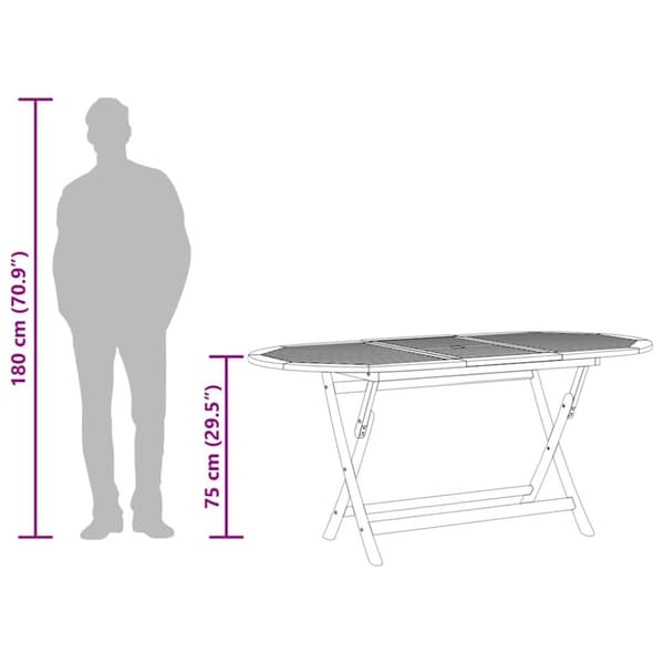 Hopfällbart trädgårdsbord 160x85x75 cm massivt eukalyptusträ