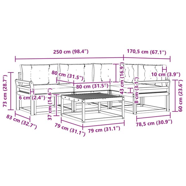 Utomhussoffset 5 pcs Vit och ljusgrå 79 x 79 x 37 cm Polyester