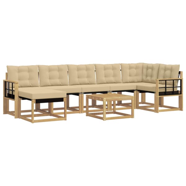 Utomhussoffset med kudde 8 pcs Vit och Beige