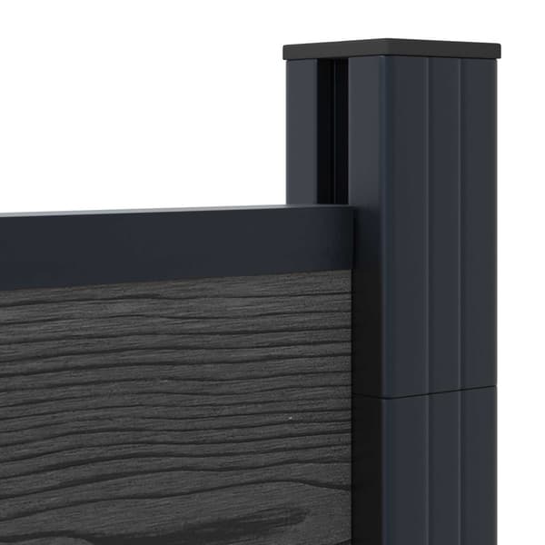 Stängselpanel WPC och aluminium Svart