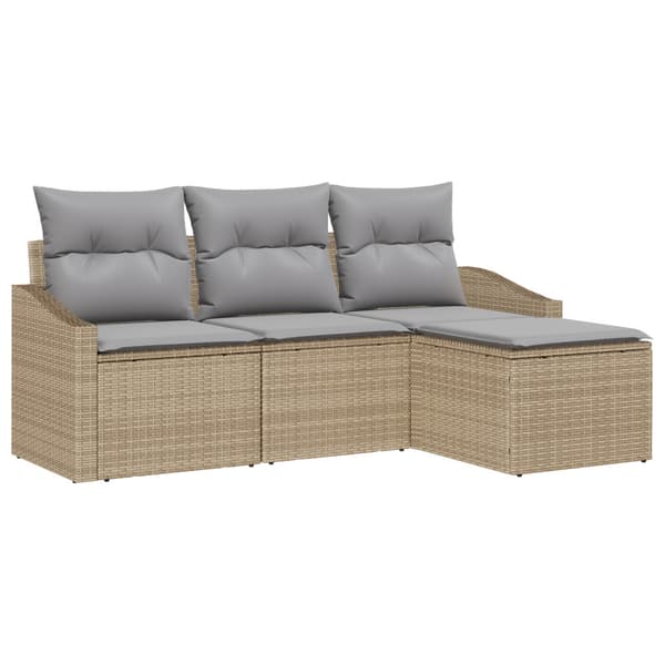 Soffset med kudde 4 pcs Beige konstrotting