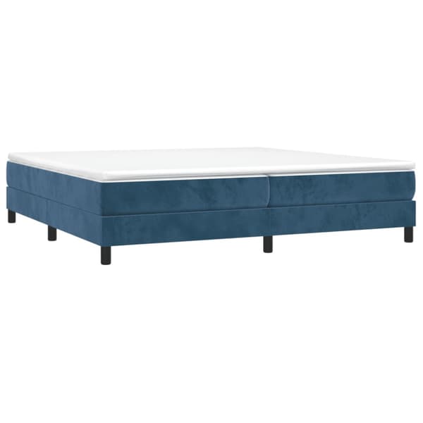 Ramsäng med madrass mörkblå 200x200 cm sammet