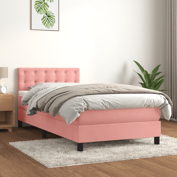 Ramsäng med madrass rosa 100x200 cm sammet
