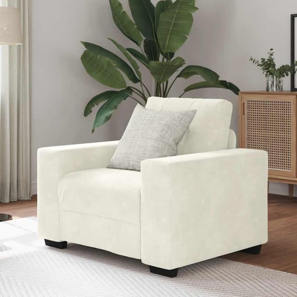 Soffstol gräddvit 100x78x80 cm sammet