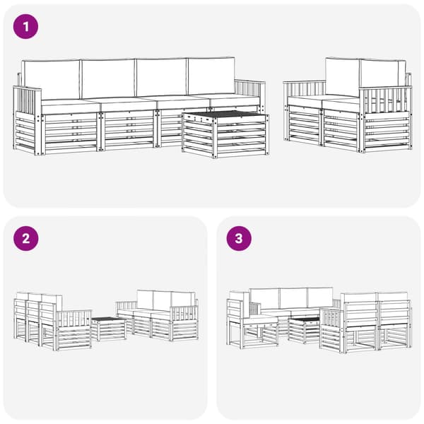 Utomhussoffset med kudde 7 pcs Vit och antracit Polyester