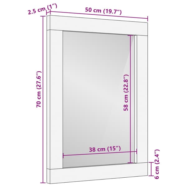 Badrumsspegel Brun 70 x 50 x 2.5 cm Glas och solid akaciaträ