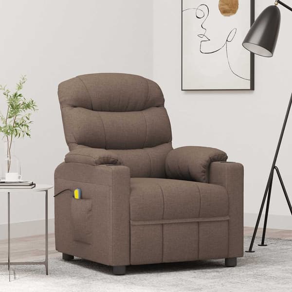 Massagefåtölj taupe tyg