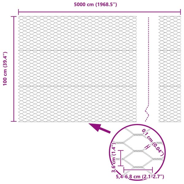 Hexagonstängsel Grå 1 x 50 m PVC