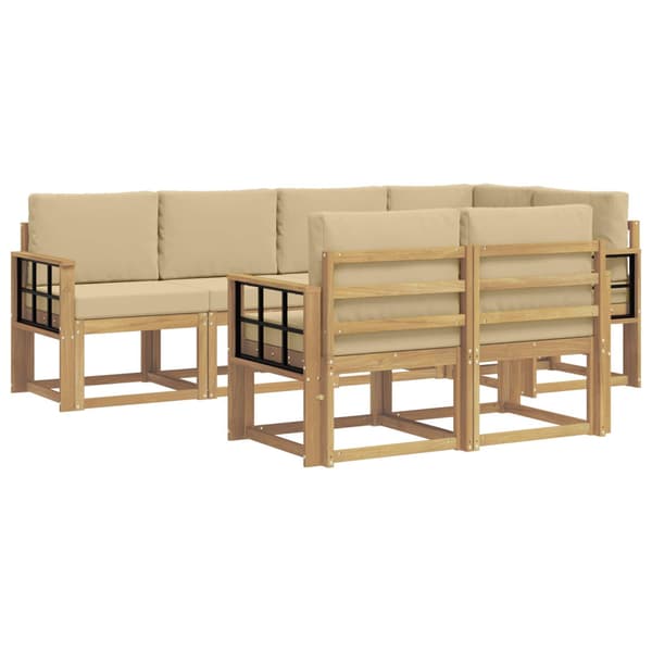 Utomhussoffset med kudde 7 pcs Vit och Beige Polyester
