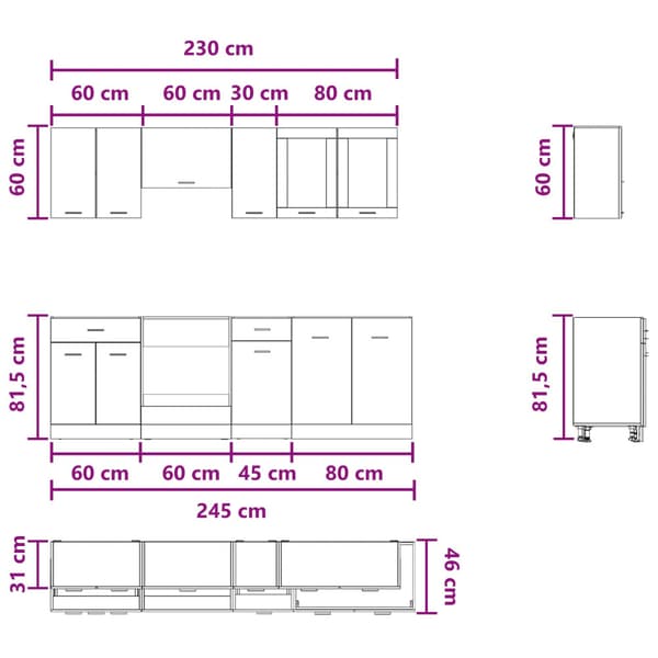 Köksenhet Lyon 8 pcs Konstruerat trä