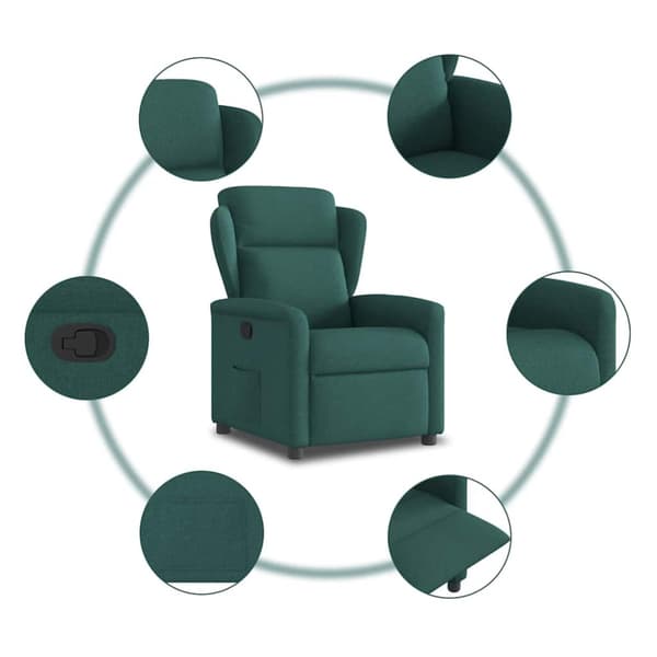 Reclinerfåtölj mörkgrön tyg