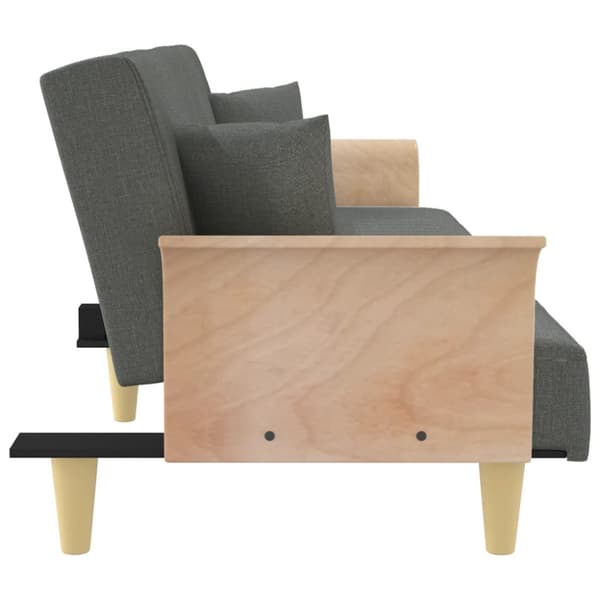 Bäddsoffa med armstöd mörkgrå tyg