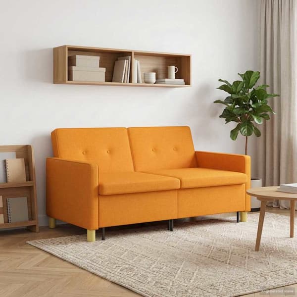 Pull Out Sofa Bed Mörkgul Tyg