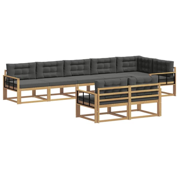 Utomhussoffset med kudde 6 pcs Vit och antracit Polyester