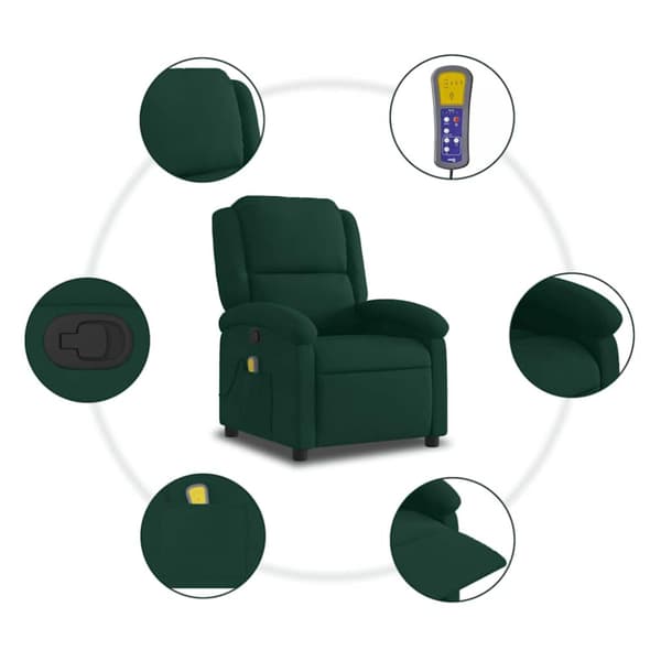 Massagefåtölj mörkgrön sammet