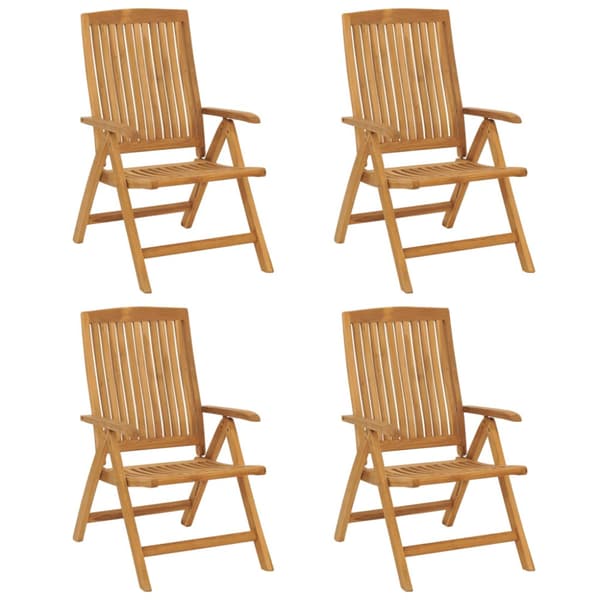 Fällbara fåtöljer med dynor, 4 st, massivt trä, teak