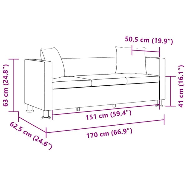 Soffa 3-sits konstläder svart