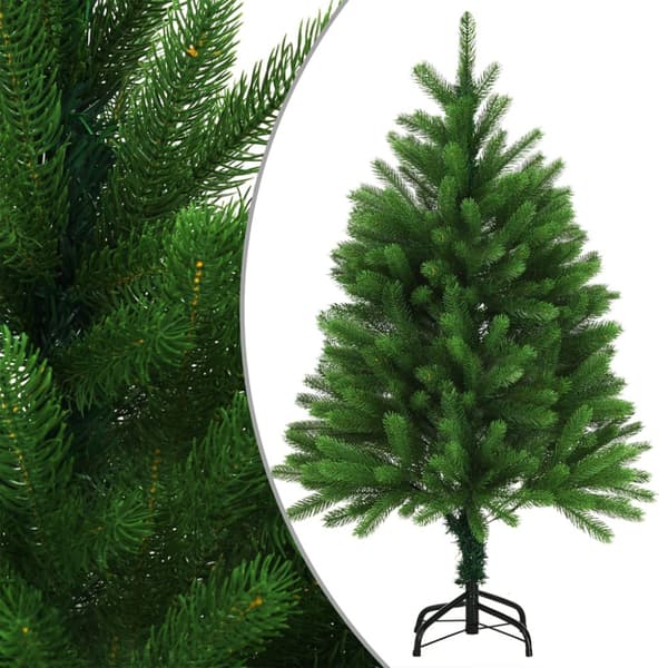 Belyst plastgran med kulor 120 cm grön