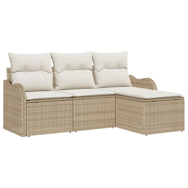 Trädgårdsoffset med lagring 4 pcs Beige konstrotting