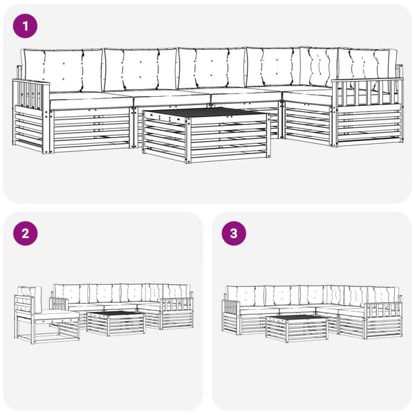 Utomhussoffset med kudde 6 pcs Naturlig och Grädde