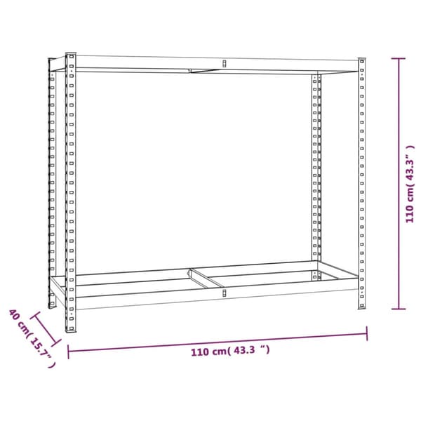 Däckställ 2 hyllplan silver 4 st 110x40x110 cm stål